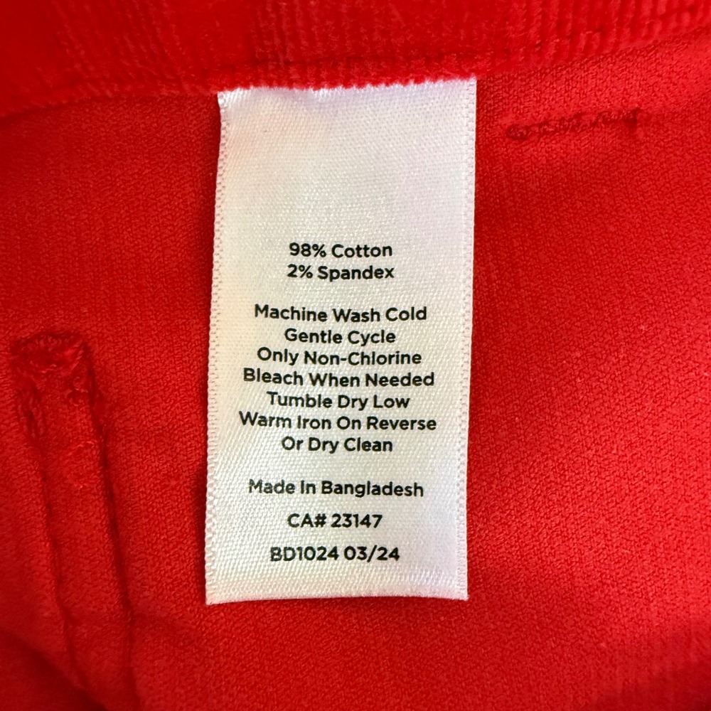 Talbots Red Corduroy Wide Leg Patch Pocket Pants High Rise Size 4 High Waist - Picture 5 of 11